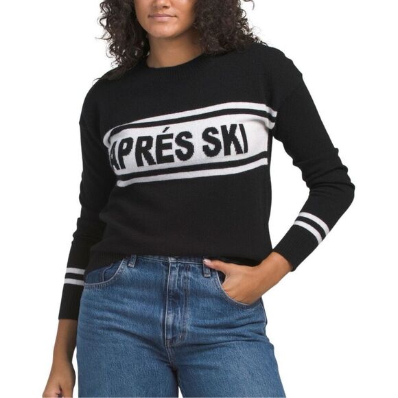 Aspen 100% cashmere Apres Ski black/white sweater size L NWT - Picture 2 of 6